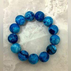 Blue Beaded Stone Stretch Bracelet